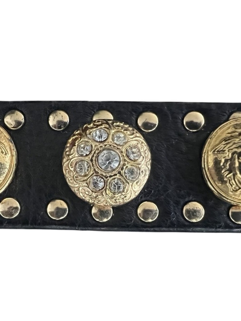 Rare Vintage Gianni Versace Medusa Studded Leather Belt - Picture 3 of 16
